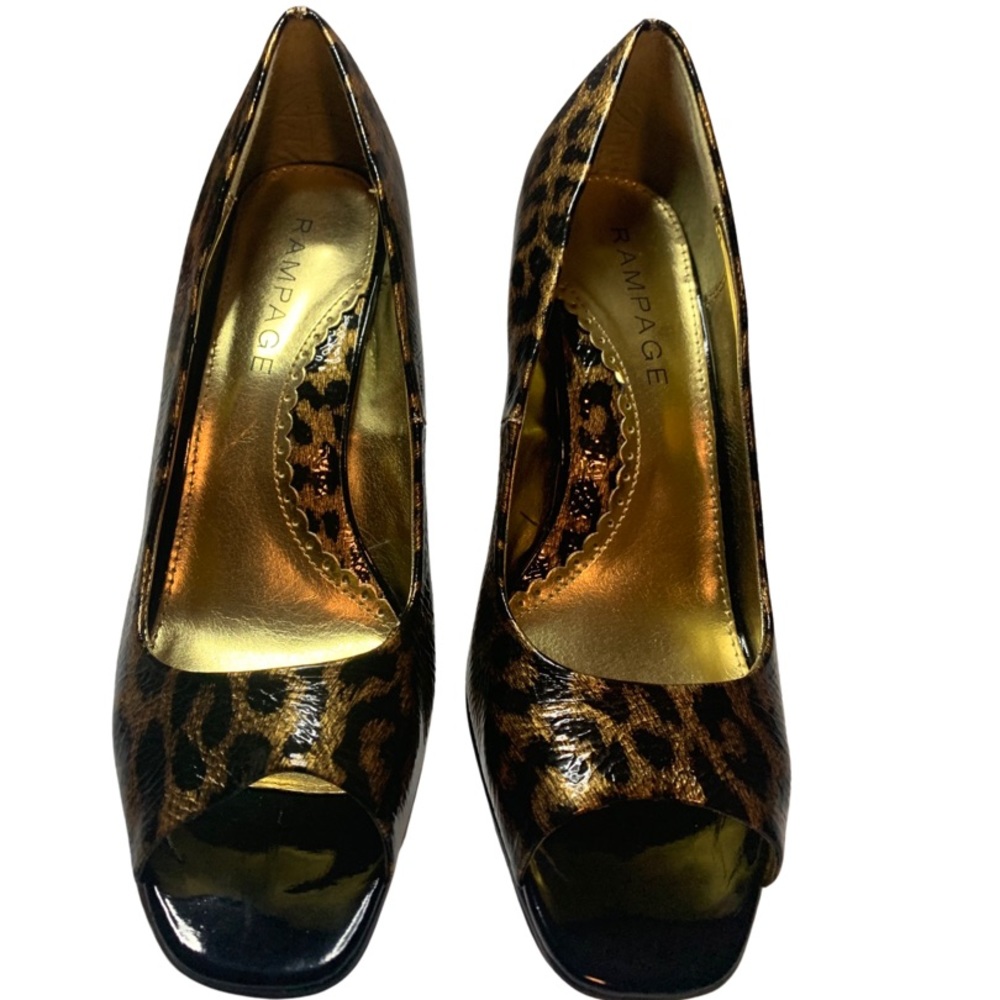 Rampage Leopard Print Open Toe Heels Sz 9.5